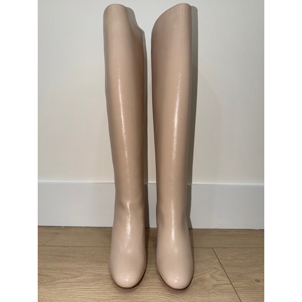 Christian Louboutin Janitta 85 Pearl Beige Leather Knee High Heel Boot 37.5 - Picture 11 of 16